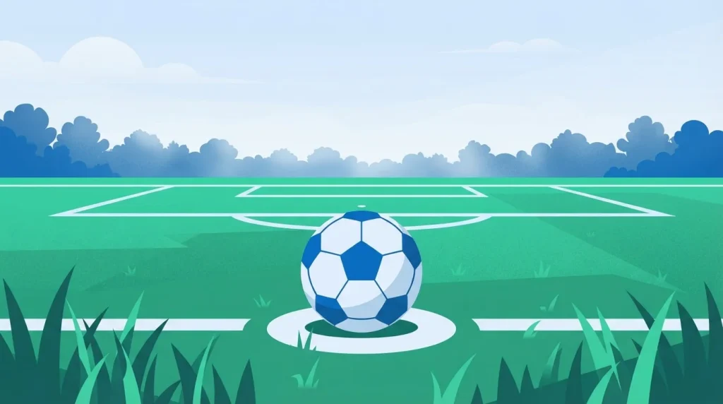 Fußball auf dem Elfmeterpunkt eines Spielfelds