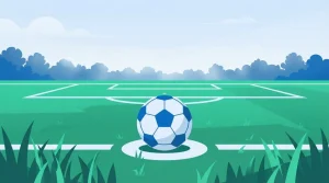 Fußball auf dem Elfmeterpunkt eines Spielfelds