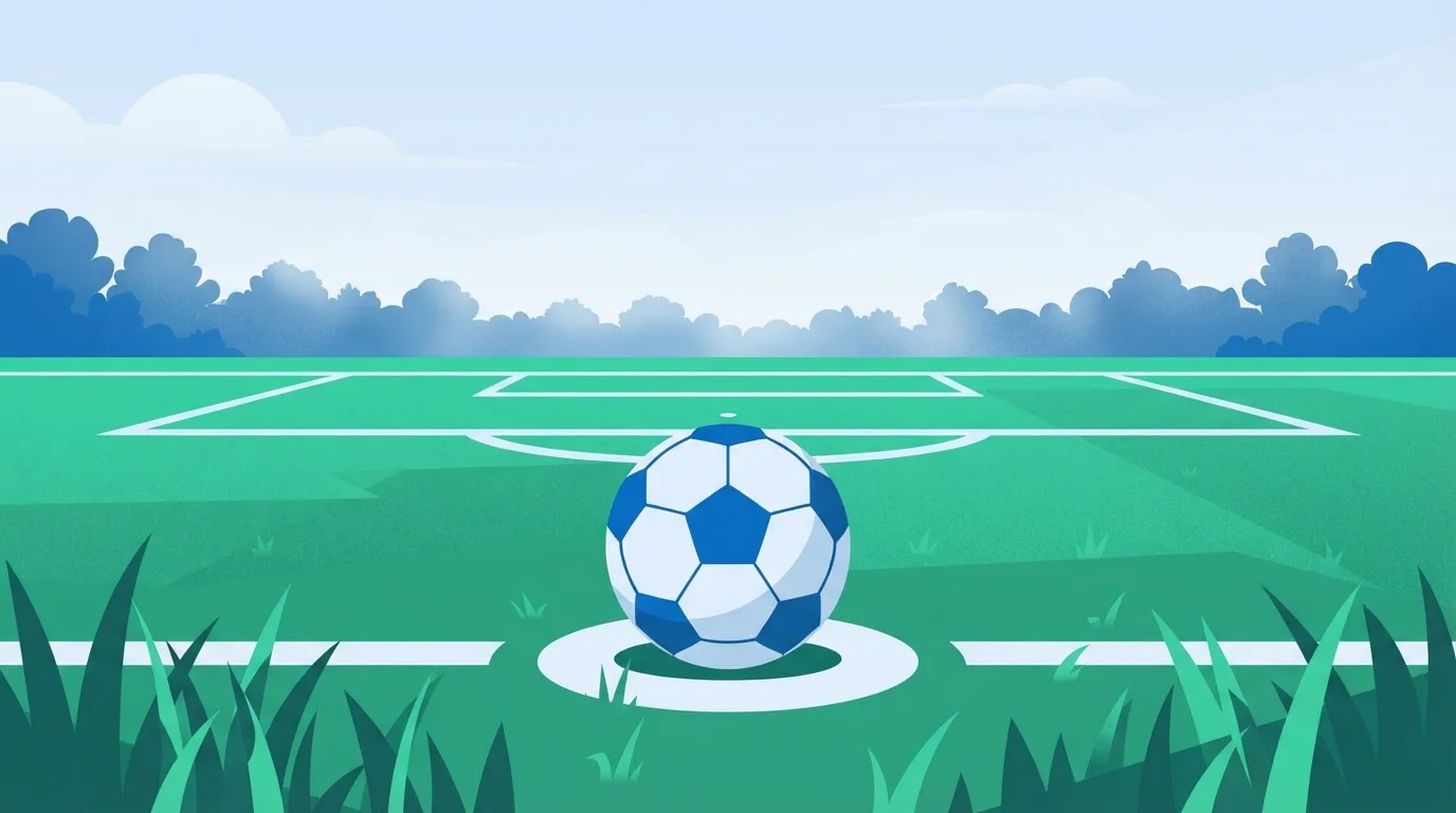 Fußball auf dem Elfmeterpunkt eines Spielfelds